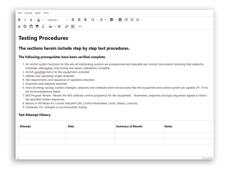 A screenshot of the writing procedure page in the word document.