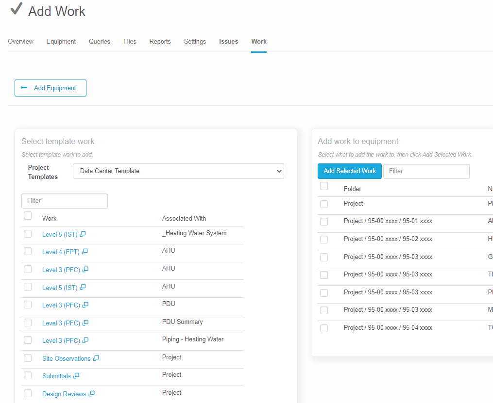 A screenshot of the project work page.