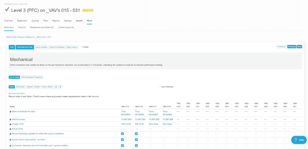 A screenshot of the data page for an application.