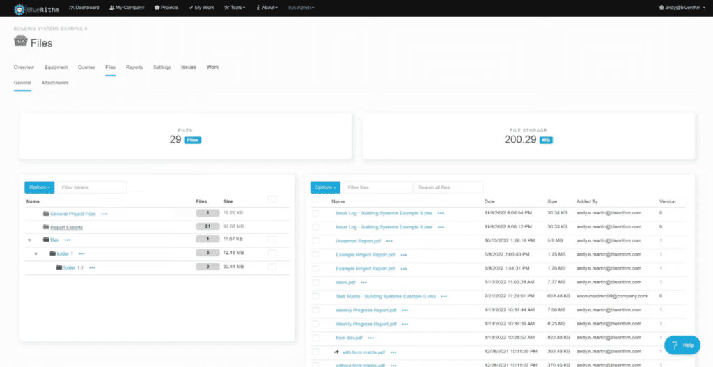 A screenshot of the dashboard for an application.