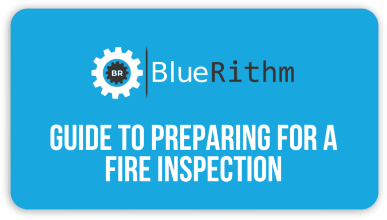 A blue background with the words " guide to preparing for fire inspection ".