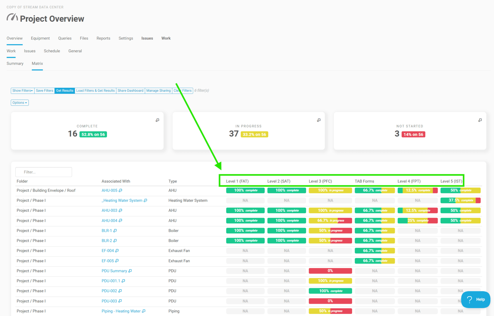 bluerithm equipment matrix for data center