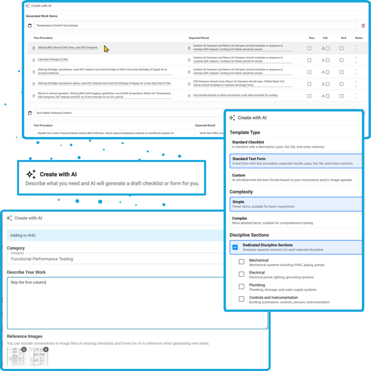 Create checklists and test forms with AI