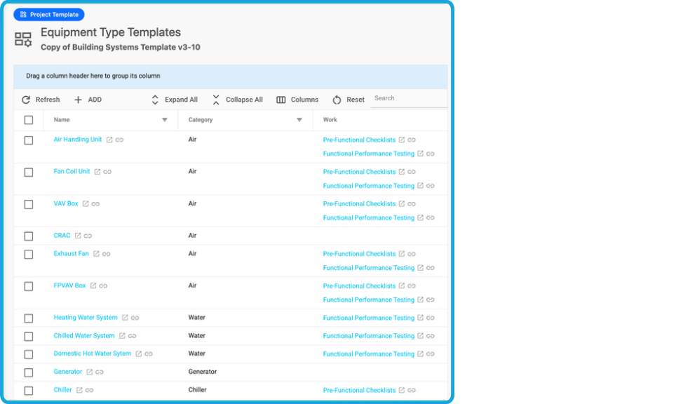Equipment Type Templates