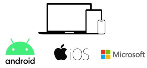 A laptop, tablet and phone are next to the word " ios ".